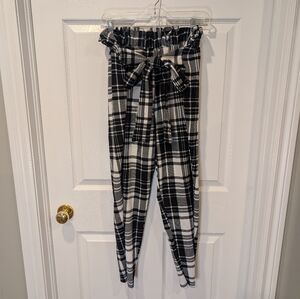 Arabella Black and White Plaid Pants